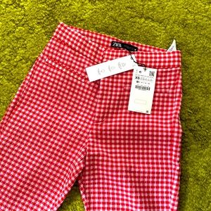 Zara gingham high waisted mini flare pants